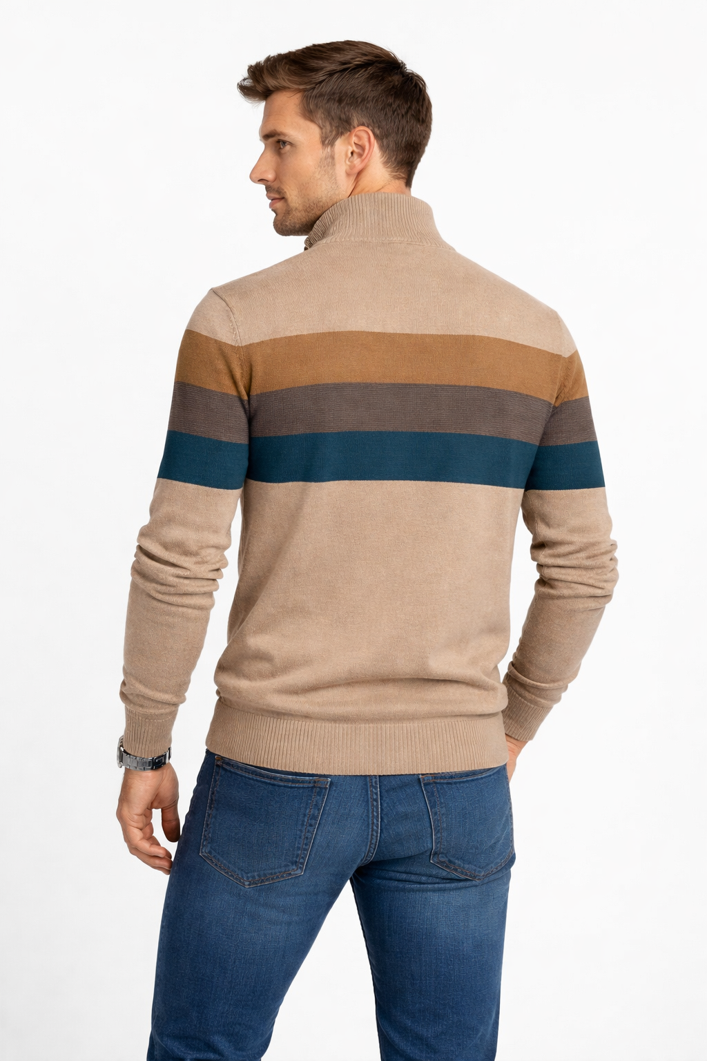 Men’s Striped Quarter Zip Knit Shirt